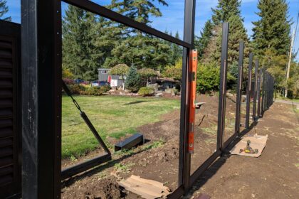 Electric Cantilever Gate, Metal Pedestrian & Metal Fence in ATLAS Style.