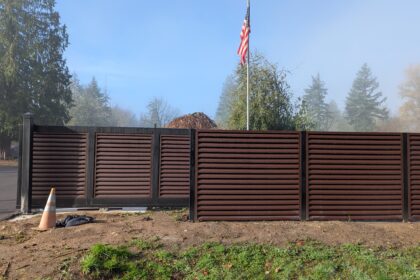 Electric Cantilever Gate, Metal Pedestrian & Metal Fence in ATLAS Style.