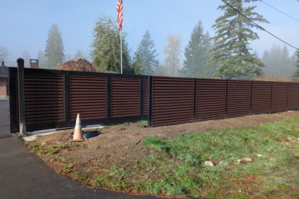 Electric Cantilever Gate, Metal Pedestrian & Metal Fence in ATLAS Style.