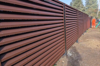 Electric Cantilever Gate, Metal Pedestrian & Metal Fence in ATLAS Style.