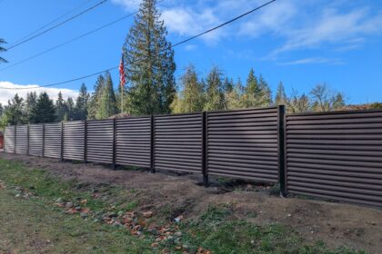 Electric Cantilever Gate, Metal Pedestrian & Metal Fence in ATLAS Style.