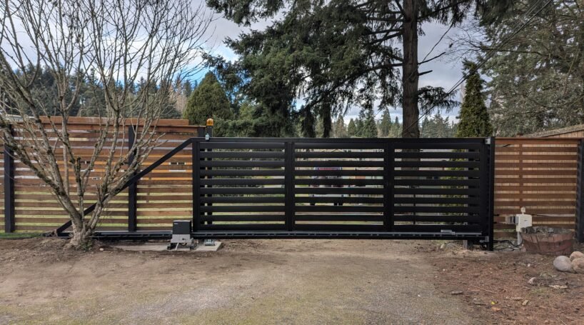 Cantilever gate installation in Burien, WA TERRA style